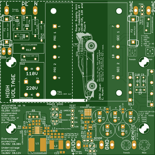 NEW Heavy Duty Power Supply Unit for Commodore 64 128 VIC-20 Plus/4 with Over Voltage, Under Voltage, Short Circuit, EMI, Thermal protections