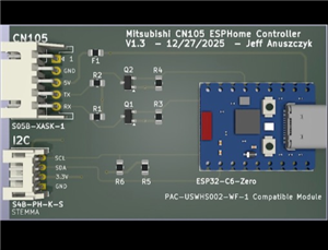 Mitsubishi ESPHome CN105 Microcontroller - PAC-USWHS002-WF-1 plug compatible