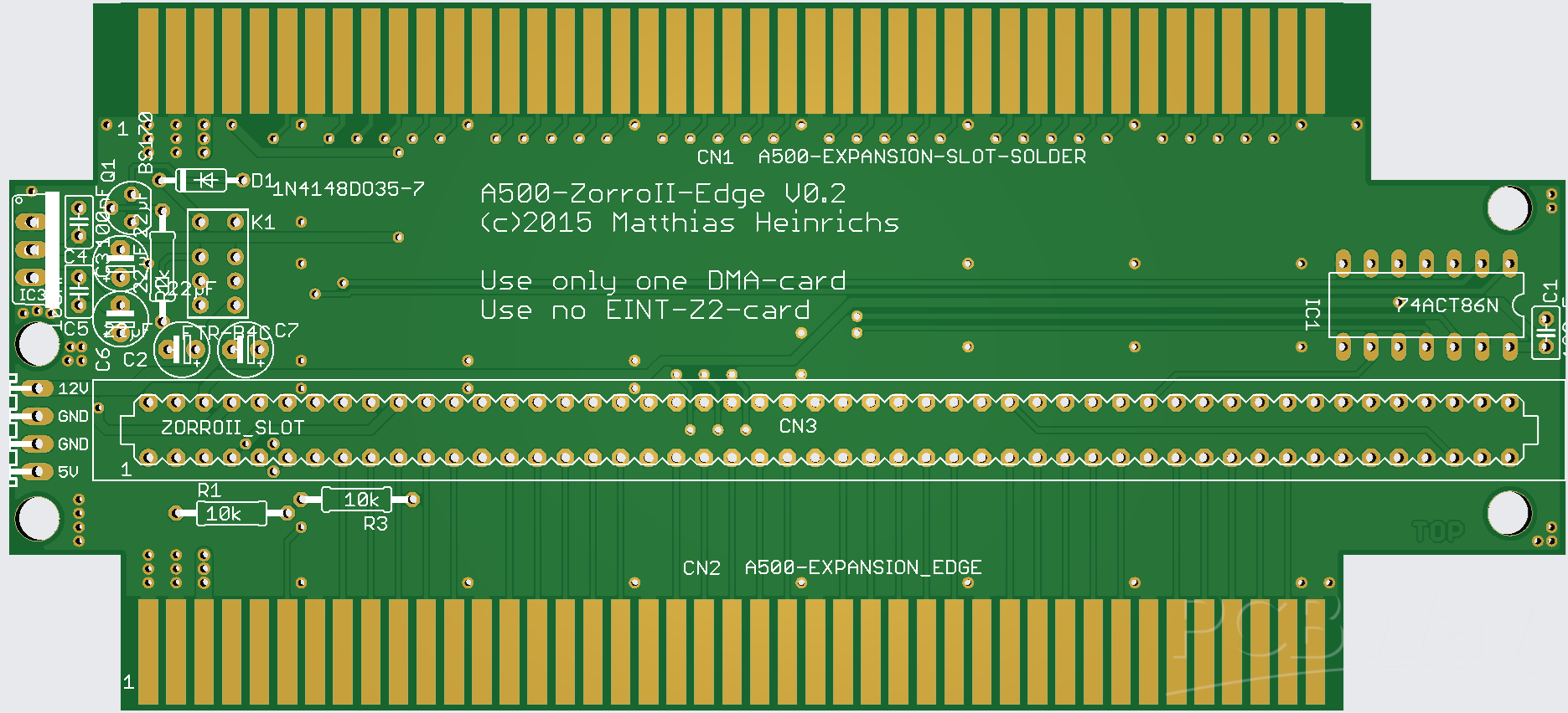 Commodore Amiga 500 Zorro II slot adapter board A500 plus