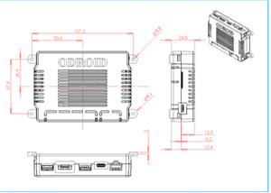 Modified enclosure for ODROID-M1S single-board computer — 3D  printable full  box (two halves: upper + lower), based on the attached reference.