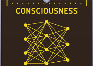 Gold PCB Art Wall Tile "Consciousness Is Code" - ENIG on Black 52mm