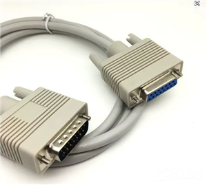 DB15 extension cable Two rows of 15-pin male-to-female cable for computer data.png